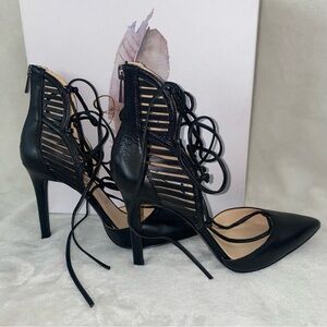 Jessica Simpson Cynessa Lace-Up Pointy-Toe Pumps 7.5 Black